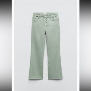 Flared Khaki Jeans with silver buttons